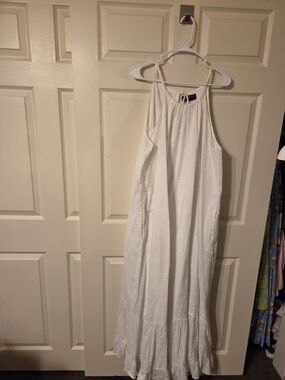 Lane Bryant White Eyelet Halter Maxi Dress